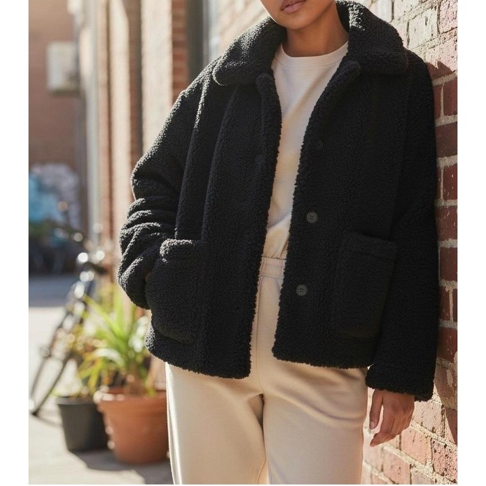 NWT APPARIS Tara Faux Shearling Aviator Coat Women's XL Black Luxe